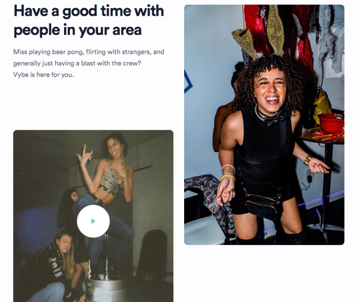  Скриншот с веб-сайта Vybe Together. 